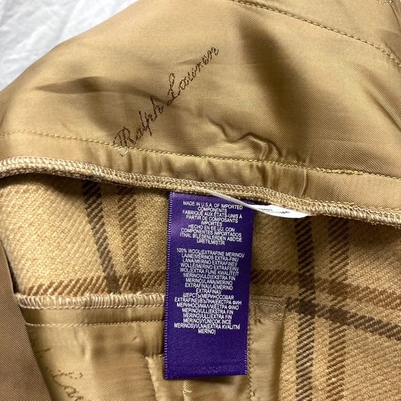 NEW Ralph Lauren Purple Label Tan Plaid Flannel Dress Pants 10 - Picture 4 of 4